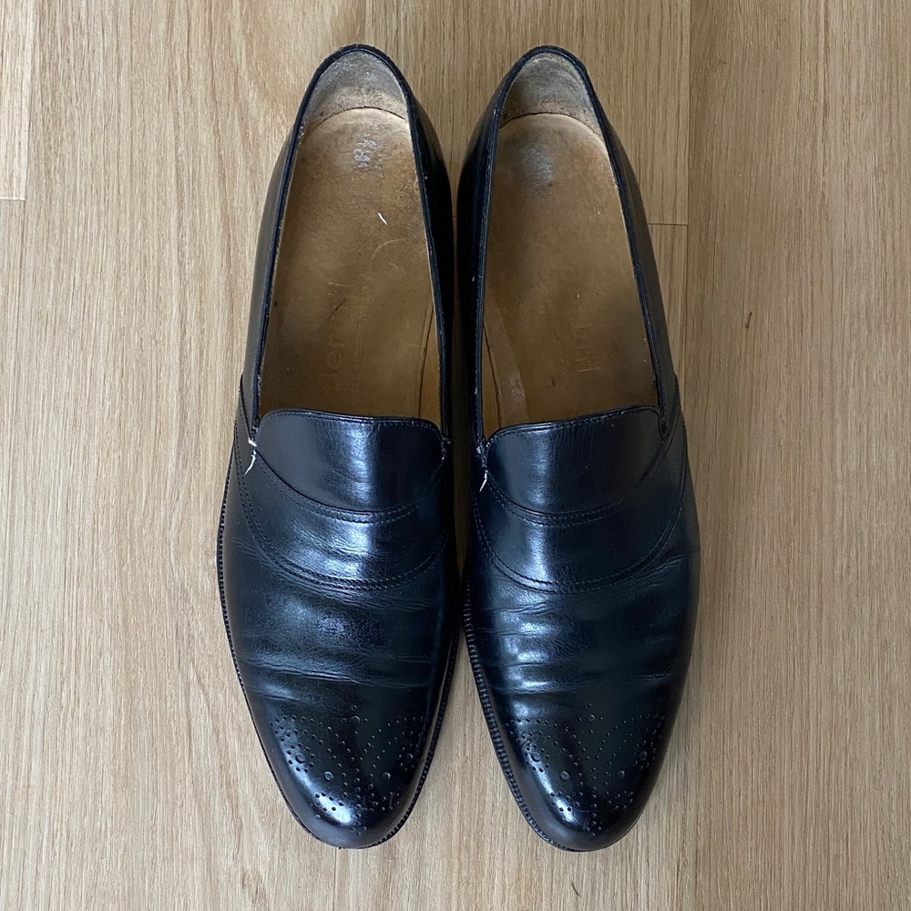 Classic Black Leather Men's Slip-On Loafers